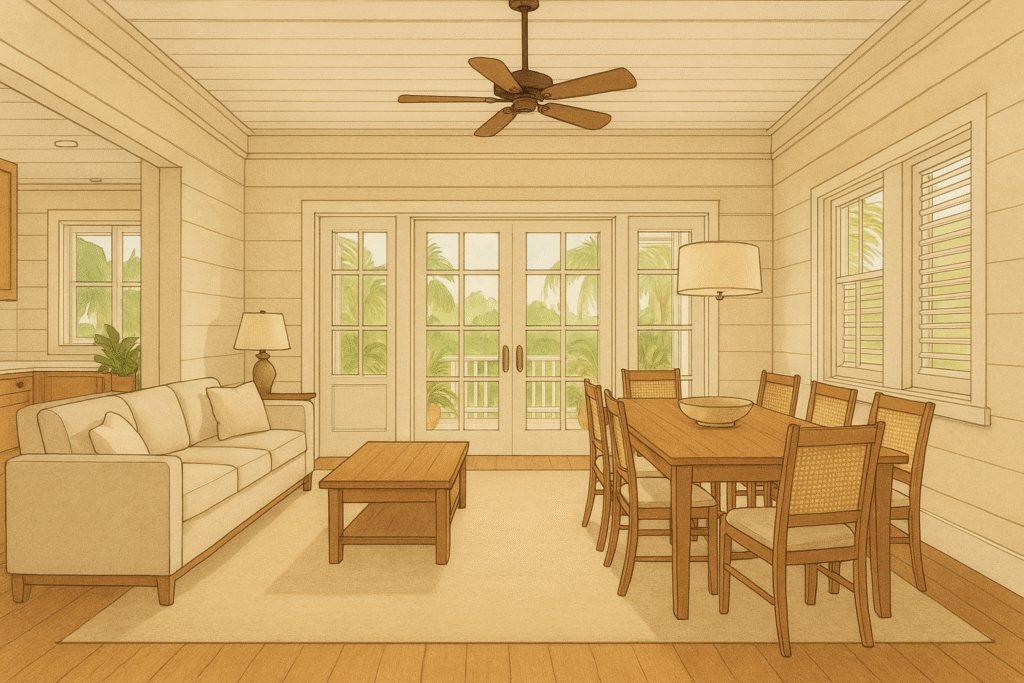 open-plan Dining and Living Post