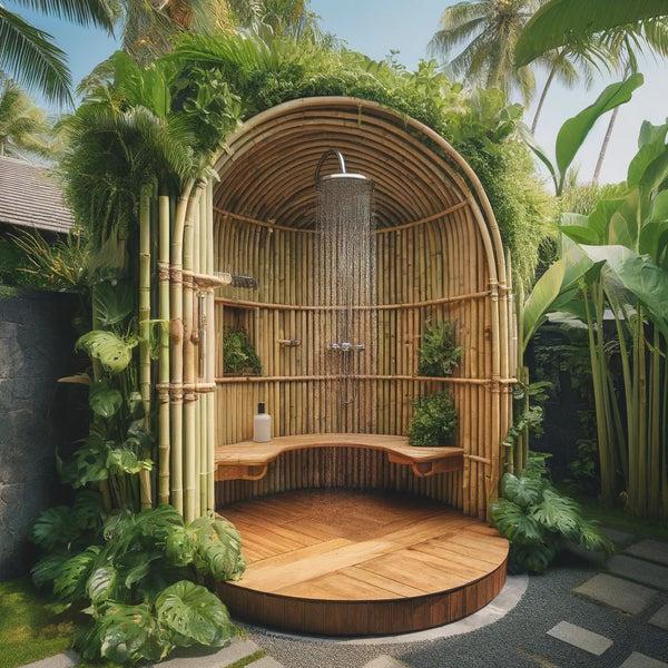 outdor shower with natural elements